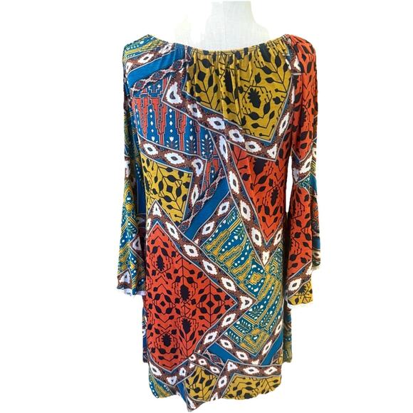 Lonesome Blouse Tunic Dress Womens Medium Multicolor Floral Off the Shoulder - Picture 4 of 10